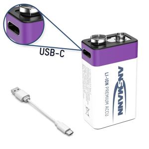 Ansmann Oplaadbare batterij (USB-C) E-Block USB-C Li-ion 9 V 400 mAh 1 stuk(s)