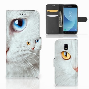 Samsung Galaxy J5 2017 Telefoonhoesje met Pasjes Witte Kat