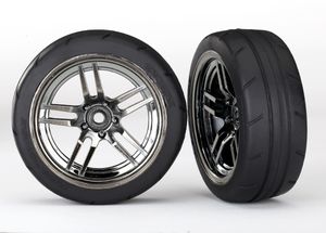 Traxxas - Tires and wheels, assembled, glued (split-spoke black chrome wheels, 1.9" Response tires) (front) (2) (TRX-8373)