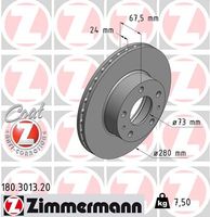 Remschijf COAT Z ZIMMERMANN, Remschijftype: Binnen geventileerd, u.a. für Fiat, Peugeot, Citroën