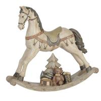 Clayre & Eef Beeld Paard 30x8x27 cm Wit Polyresin Kerstdecoratie