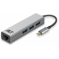 3-Poorts USB-C 3.2 (USB 3.0) Hub met Gigabit ethernet poort USB-hub - thumbnail