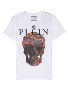 Philipp Plein Junior t-shirt en coton à imprimé tête de mort - Blanc