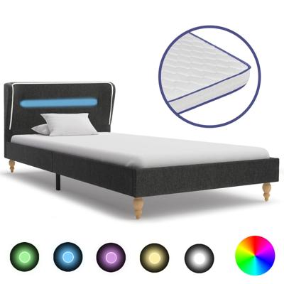 vidaXL Bed met LED en traagschuim matras jute donkergrijs 120x200 cm