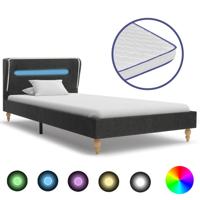 vidaXL Bed met LED en traagschuim matras jute donkergrijs 120x200 cm