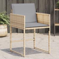 Tuinstoelen 4 st met kussens poly rattan gemengd beige - thumbnail