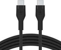 Belkin BoostCharge Flex siliconen USB Type C/C-kabel, USB-IF-gecertificeerde PD-snellaadkabel voor iPhone 16, iPhone 15 Plus/Pro/Pro Max, Samsung Galaxy S24, Pixel, iPad, Nintendo Switch, 3 m , zwart