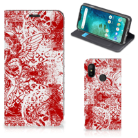 Mobiel BookCase Xiaomi Mi A2 Lite Angel Skull Rood