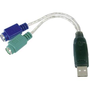 Digitus USB / PS/2 Toetsenbord/muis Aansluitkabel [1x USB-A 2.0 stekker - 2x PS/2-bus] 10.00 cm 10.00 cm Transparant