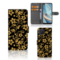 OPPO Reno4 Z Hoesje Gouden Bloemen