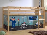 Bed ALIZE halfhoogslaper 90x200 cm natuurlijk pijnboom tent Police