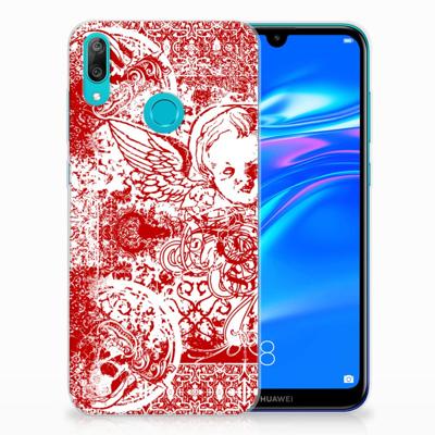 Silicone Back Case Huawei Y7 2019 Angel Skull Rood