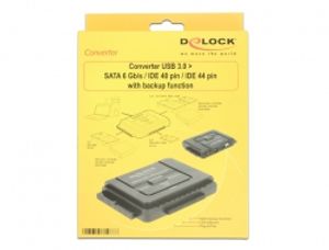 Delock 61486 USB-converter 5 Gbps naar SATA 6 Gb/s / IDE 40-pins / IDE 44-pins met back-upfunctie