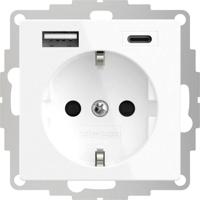 2USB 2U-449511 1-voudig Geaard stopcontact Met USB-laaduitgang, Kinderbeveiliging, VDE IP20 Zuiver wit (RAL 9010) - thumbnail