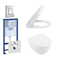 Villeroy & Boch ViFresh Toiletset - inbouwreservoir - diepspoel wandcloset - softclose - bedieningsplaat verticaal/horizontaal - RVS 0729205/0720026/0124060/sw60341/ - thumbnail