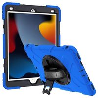 iPad 10.2 2019/2020/2021 Heavy Duty 360-hoes met draagriem - Blauw / Zwart - thumbnail