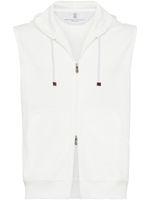 Brunello Cucinelli gilet zippé à capuche - Blanc