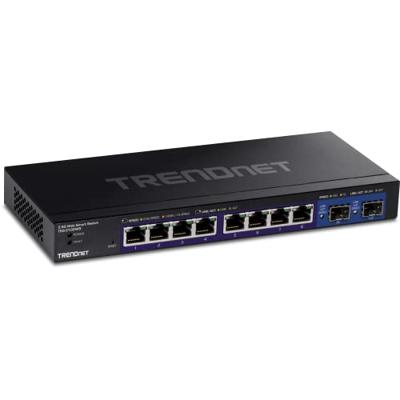TRENDnet 10-poorts multi-Gig Web Smart Switch, 8 x 2.5GBASE-T poorten, 2 x 10G SFP+ sleuven, metalen behuizing, beheerde netwerk Ethernet-schakelaar, levenslange bescherming, zwart, TEG-3102WS
