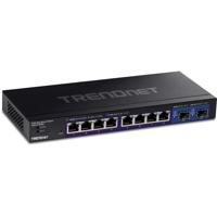 TRENDnet 10-poorts multi-Gig Web Smart Switch, 8 x 2.5GBASE-T poorten, 2 x 10G SFP+ sleuven, metalen behuizing, beheerde netwerk Ethernet-schakelaar, levenslange bescherming, zwart, TEG-3102WS