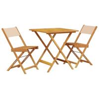 vidaXL 3-delige Bistroset stof en massief hout beige, loungeset, loungeset tuin, loungeset buiten, tuinset, terrasset, tuinset lounge, tuin loungeset