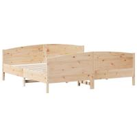 vidaXL Bedframe met hoofdbord massief grenenhout 200x200 cm, bed, slaapkamermeubel, houten bed, tweepersoonsbed, houten bedframe, bedbodem