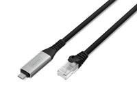 DIGITUS USB-netwerkkabel – Type-C naar RJ45 – USB-C 3.2 Gen1 – 1 Gbit/s – 10 m – LSZH – CAT 6A S/FTP – AWG 26 – Plug & Play – Zwart