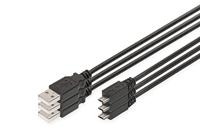 DIGITUS USB 2.0 aansluitkabel - 3 stuks - 1,0 m - USB A (St) naar USB Micro B (St) - 480 Mbit/s - verbindingskabel - zwart