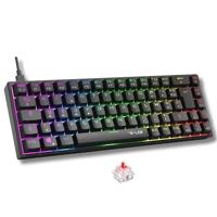 The G-Lab - Keyz Titanium – gaming-toetsenbord 65% AZERTY, USB – mechanisch toetsenbord switch rood – RGB 100% aanpasbaar, anti-ghosting, programmeerbare macro's – voor pc, PS4, PS5, Xbox – nieuw