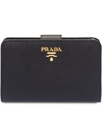 Prada portefeuille moyen à logo - Noir