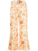 ZIMMERMANN pantalon en lin Junie à fleurs - Orange