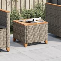 Tuintafel 45x45x37 cm poly rattan en acaciahout grijs - thumbnail