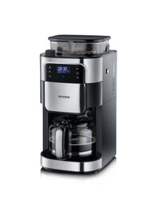 Severin KA 4813 Koffiezetapparaat Zwart, RVS (geborsteld) Capaciteit koppen: 10 Display, Glazen kan, Met koffiemolen, Timerfunctie, Warmhoudfunctie, Met