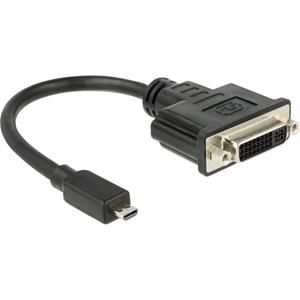 Delock 65563 HDMI / DVI Adapter [1x HDMI-stekker D micro - 1x DVI-bus 24+5-polig] Zwart 20.00 cm