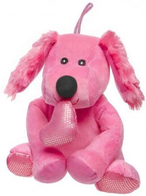 LG Imports knuffelhond Valentijnsdag meisjes 17 cm pluche roze