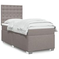 vidaXL Boxspring met matras stof taupe 80x200 cm, boxspring, ledikant, bedframe, bed, boxspring bed, bedbodem, seniorenbed, senioren bed