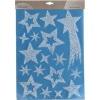 Kerst decoratie stickers glitter sterren 30 x 40 cm   -