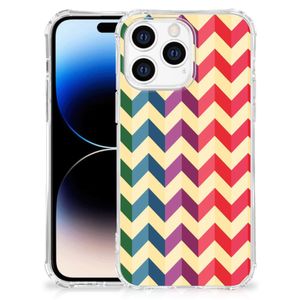 Apple iPhone 14 Pro Max Doorzichtige Silicone Hoesje Zigzag Multi Color