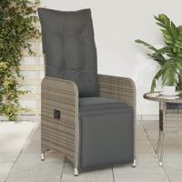 Tuinstoelen 2 st verstelbaar met kussens poly rattan grijs - thumbnail