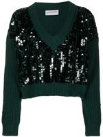 ERMANNO FIRENZE pull crop à sequins - Vert