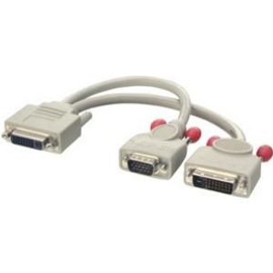 Lindy DVI-I/DVI-D + VGA Monitor Cable DVI kabel 0,2 m Grijs