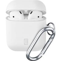 cellularline Bounce Soft Touch siliconen AirPod-hoes met haak voor Apple AirPods 1 en 2 wit