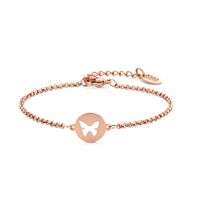 CO88 Collection Inspirational 8CB 90412 Stalen Armband met Hanger - Vlinder 10 mm - Lengte 16,5 + 3 cm - Rosékleurig