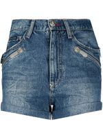 Philipp Plein short en jean à poches multiples - Bleu