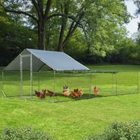 Kippenhok Vrijloop 3 x 6 m Loopvlak van 18 m² Kippenhok met Dak Deur en Grendel Kippenren van Verzinkt Stalen Frame Vrijloop Kippenkooi