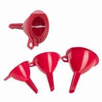 Trechters set rood 3x-delig verschillende formaten - Trechters