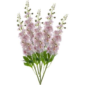 Kunstbloem Ridderspoor/delphinium Roland - 5x - 87 cm - licht roze - kunst zijdebloemen