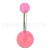 Navelpiercing acryl glitter licht roze