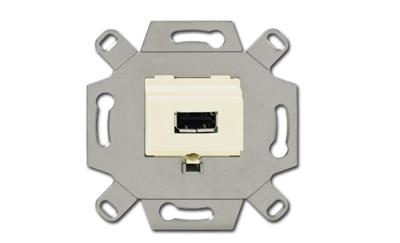 Busch-Jaeger USB-aansluitdoos met schroefklemmen en trekontlasting, crèmewit Busch-Jaeger USB-aansluitdoos met schroefklemmen en trekontlasting, crèmewit