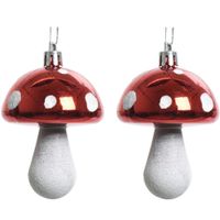 16x Kerstboomhangers rode paddenstoelen 7 cm kerstversiering - thumbnail