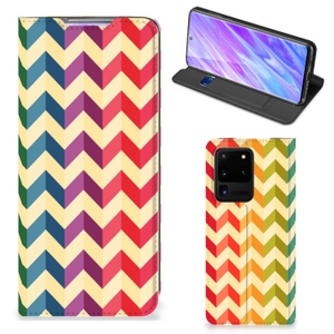 Samsung Galaxy S20 Ultra Hoesje met Magneet Zigzag Multi Color